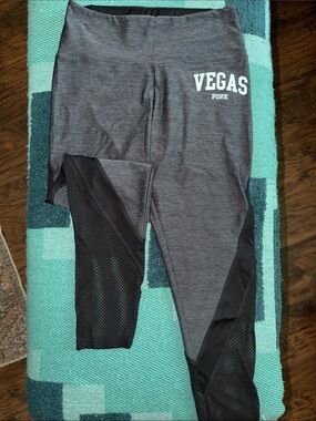 PINK Victoria's Secret Gray 'VEGAS' Mesh Panel Leggings